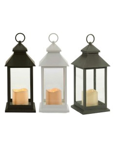 Lanterne à LED Blanc Noir Verre Plastique 13,5 x 34,5 x 13,5 cm (12 Unités) 2