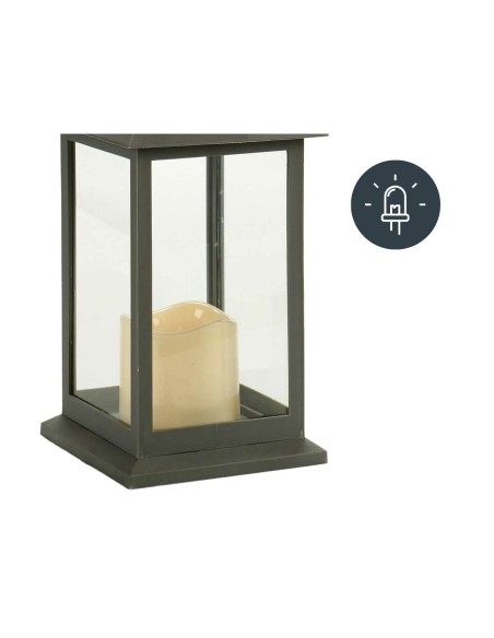 Lanterne à LED Blanc Noir Verre Plastique 13,5 x 34,5 x 13,5 cm (12 Unités)