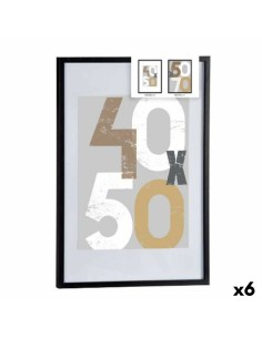 Porte photos mural Noir Plastique Bois MDF 52,5 x 2,5 x 72,5 cm (6 Unités)