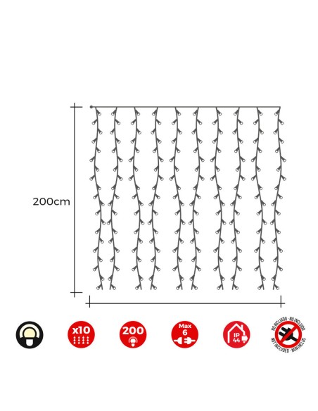 Barrière lumineuse LED EDM 71263 Easy-Connect 3,2 W Lumière chaude Vert tendre 2 x 2 m