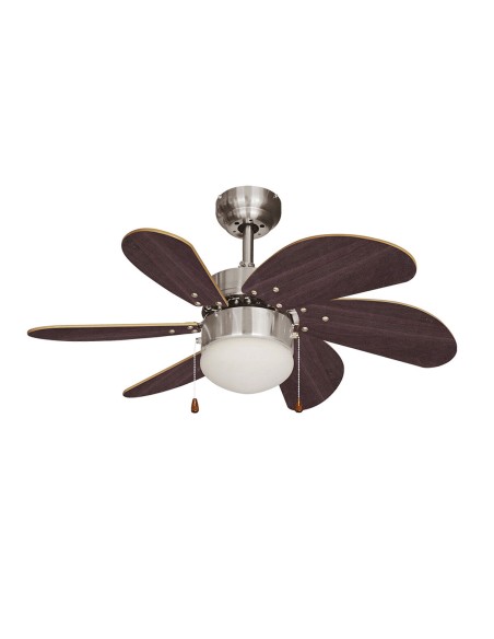 Ventilateur de Plafond avec Lumière EDM 33984 Aral Wengue nickel 50 W