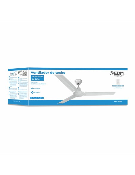 Ventilateur de Plafond EDM 33982 Blanc 60 W Ø 120 cm Mini industriel