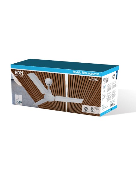 Ventilateur de Plafond EDM 33982 Blanc 60 W Ø 120 cm Mini industriel