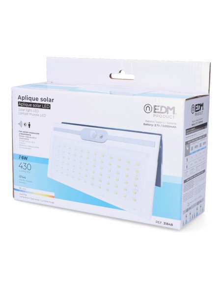 Applique LED EDM 31848 Blanc 6 W 430 Lm 6500 lm Solaire Capteur de Mouvement 6500 K