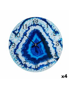 Horloge Murale Marbre Bleu Verre 30 x 4 x 30 cm (4 Unités)