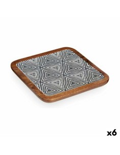 Centre de Table Blanc Marron Noir Ethnique 25 x 25 cm (6 Unités)