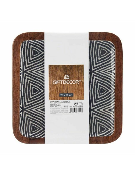 Centre de Table Blanc Marron Noir Ethnique 25 x 25 cm (6 Unités)