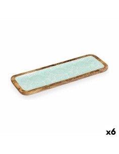 Centre de Table Blanc Marron Vert Feuille d'une plante 45 x 15 cm (6 Unités)