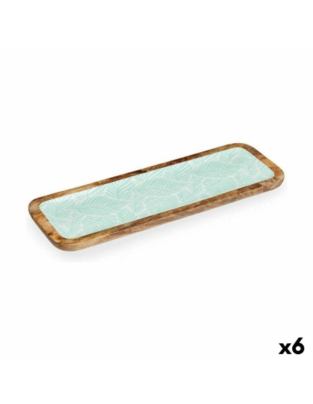 Centre de Table Blanc Marron Vert Feuille d'une plante 45 x 15 cm (6 Unités)