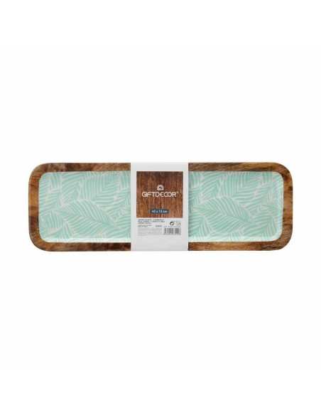 Centre de Table Blanc Marron Vert Feuille d'une plante 45 x 15 cm (6 Unités)
