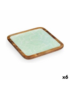 Centre de Table Blanc Marron Vert Feuille d'une plante 25 x 25 cm (6 Unités)