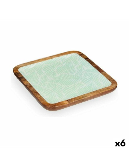 Centre de Table Blanc Marron Vert Feuille d'une plante 25 x 25 cm (6 Unités)