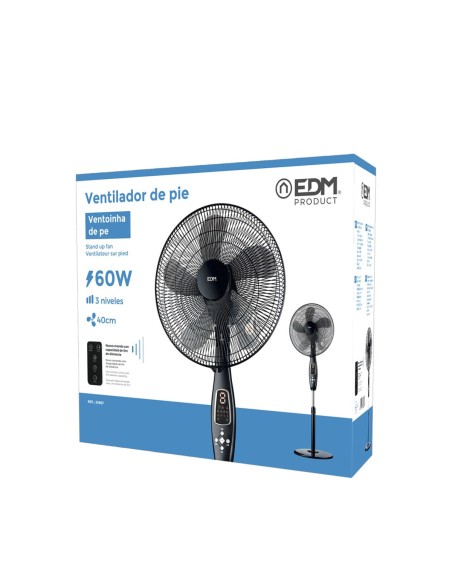 Ventilateur sur Pied EDM 33967 Noir 60 W