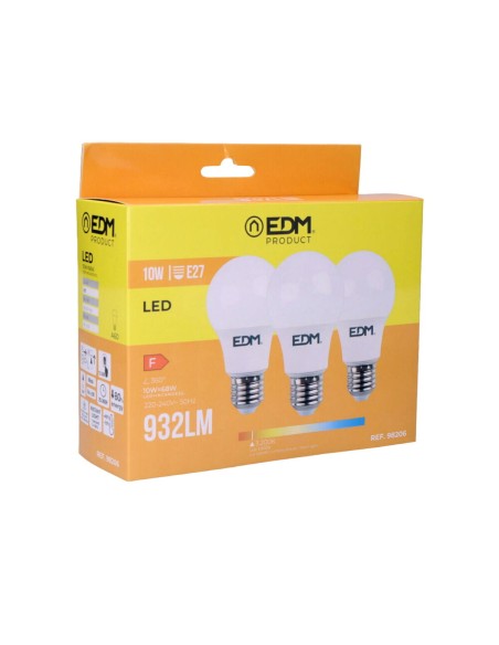 Pack de 3 ampoules LED EDM 98206 F 60 W 10 W 68 W E27 810 Lm 932 Lm Ø 6 x 10,8 cm (3200 K)