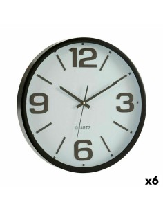 Horloge Murale Blanc Noir Verre Plastique 40 x 5 x 40 cm (6 Unités)