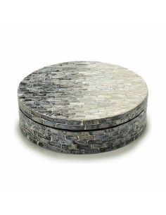 Boîte Décorative Blanc Noir Argenté Nacre noire Contre-plaqué 25 x 8,5 x 25 cm (4 Unités) 2