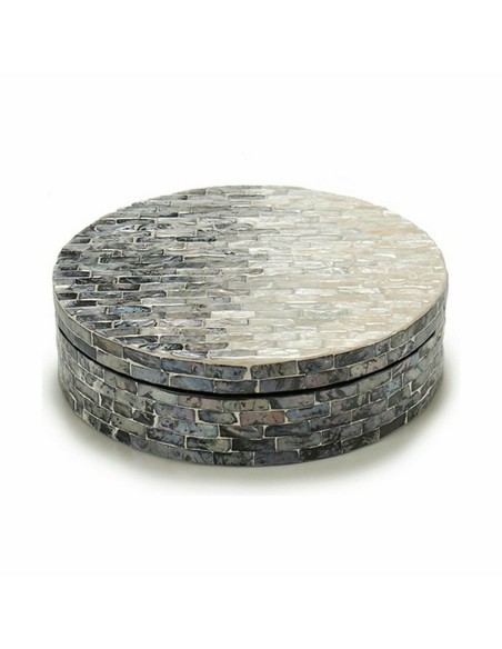 Boîte Décorative Blanc Noir Argenté Nacre noire Contre-plaqué 25 x 8,5 x 25 cm (4 Unités)