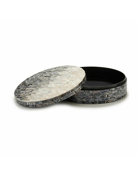 Boîte Décorative Blanc Noir Argenté Nacre noire Contre-plaqué 25 x 8,5 x 25 cm (4 Unités)