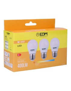 Pack de 3 ampoules LED EDM 98201 G 35 W 5 W 50 W E27 3200 Lm Ø 4,5 x 8 cm (3200 K)