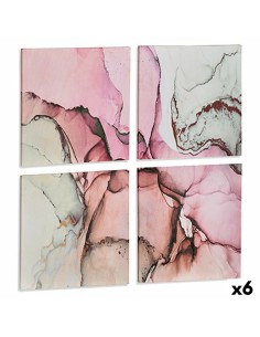 Jeu de 4 tableaux Toile Rose Marbre 35 x 7 x 35 cm (6 Unités)