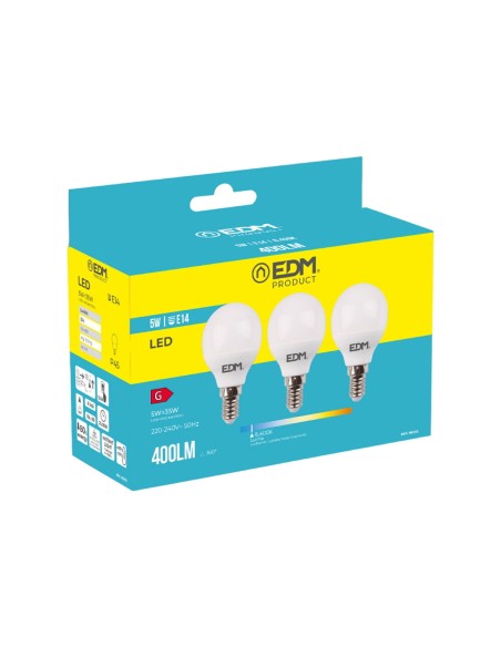 Pack de 3 ampoules LED EDM 98202 G 35 W 5 W 50 W E14 400 lm Ø 4,5 x 8 cm (6400 K)