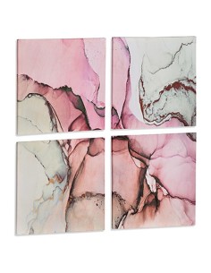 Jeu de 4 tableaux Toile Rose Marbre 35 x 7 x 35 cm (6 Unités) 2