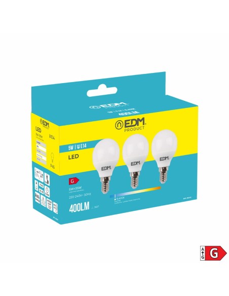 Pack de 3 ampoules LED EDM 98202 G 35 W 5 W 50 W E14 400 lm Ø 4,5 x 8 cm (6400 K)