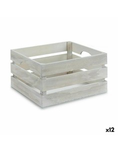 Boîte Décorative Blanc Bois 36 x 18 x 26 cm (12 Unités)