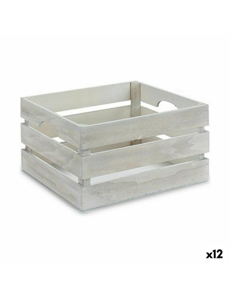 Boîte Décorative Blanc Bois 36 x 18 x 26 cm (12 Unités)