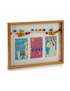 Porte photos mural Pompons Lama Multicouleur Bois 30 x 3 x 41 cm (8 Unités) 2