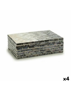Boîte Décorative Gris Nacre noire Contre-plaqué 15,2 x 7,2 x 25 cm (4 Unités)