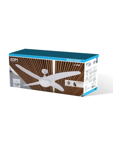Ventilateur de Plafond avec Lumière EDM 33806 Caspio Blanc 60 W
