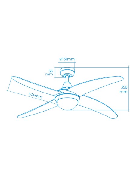 Ventilateur de Plafond avec Lumière EDM 33806 Caspio Blanc 60 W