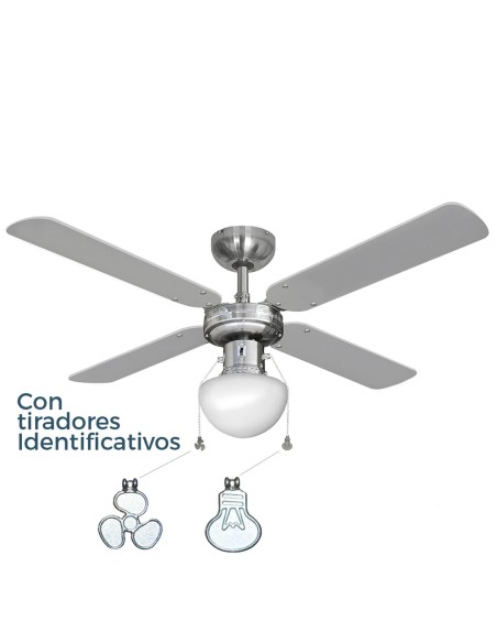 Ventilateur de Plafond avec Lumière EDM 33801 Caribe Argenté 50 W
