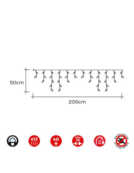 Barrière lumineuse LED EDM 71265 Icicle Easy-Connect 0,72 W 200 x 50 cm