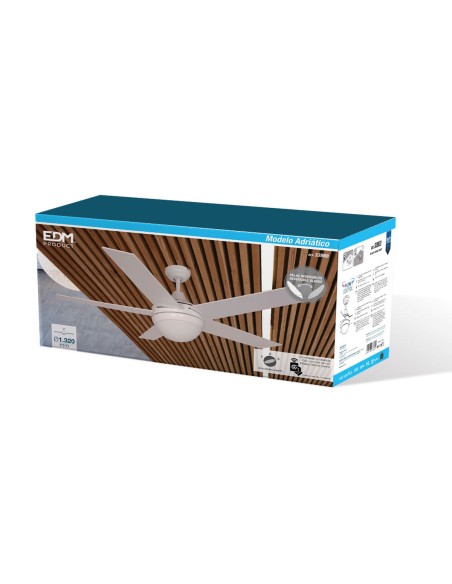 Ventilateur de Plafond avec Lumière EDM 33988 Adriatico Blanc 60 W