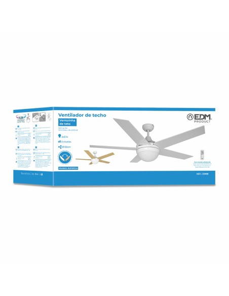 Ventilateur de Plafond avec Lumière EDM 33988 Adriatico Blanc 60 W