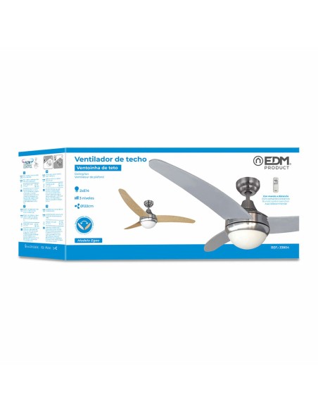 Ventilateur de Plafond avec Lumière EDM 33804 Egeo Argenté 60 W