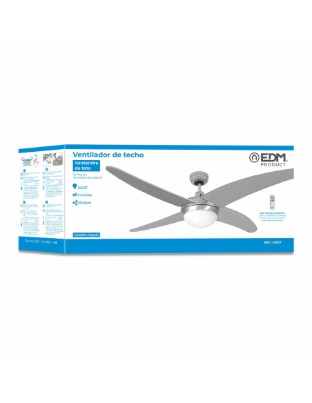 Ventilateur de Plafond avec Lumière EDM 33807 Caspio Argenté 60 W