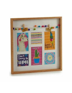 Porte photos mural Pompons Lama Multicouleur Bois 40,5 x 3 x 40,5 cm (6 Unités) 2