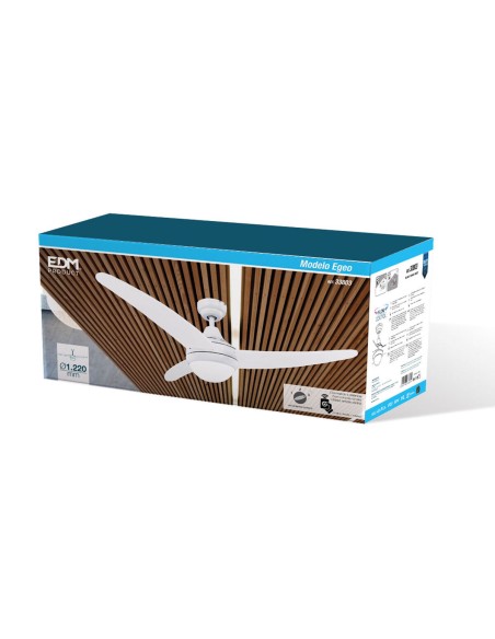 Ventilateur de Plafond avec Lumière EDM 33803 Egeo Blanc 60 W