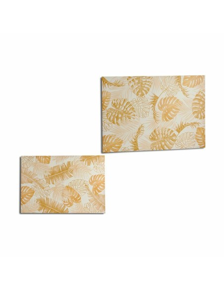 Toile Feuille d'une plante Doré 120 x 80 x 2,5 cm (4 Unités)