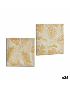 Toile Feuille d'une plante Doré 28 x 28 x 1,5 cm (36 Unités)