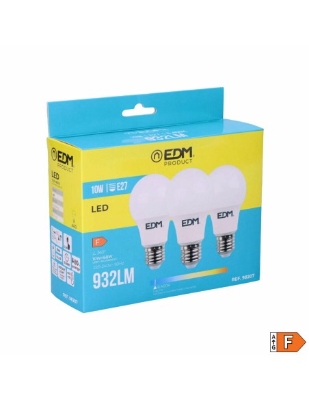Pack de 3 ampoules LED EDM 98207 F 60 W 10 W 68 W E27 810 Lm 932 Lm Ø 6 x 10,8 cm (6400 K)
