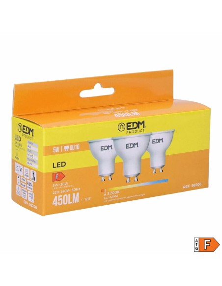 Pack de 3 ampoules LED EDM 98208 F 5 W 45 W GU10 450 lm Ø 5 x 5,5 cm (3200 K)