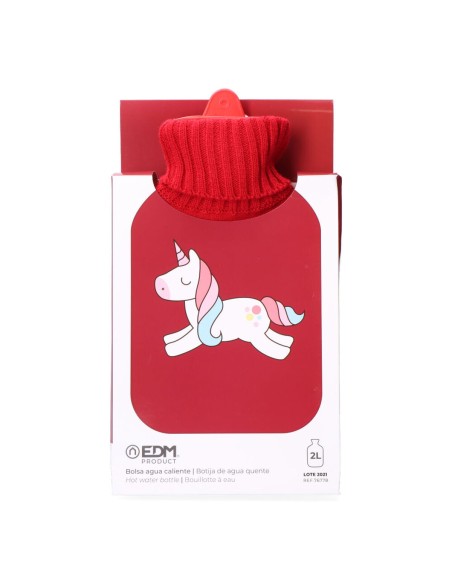 Bouillotte EDM 76778 Rouge Licorne Laine 2 L Plastique