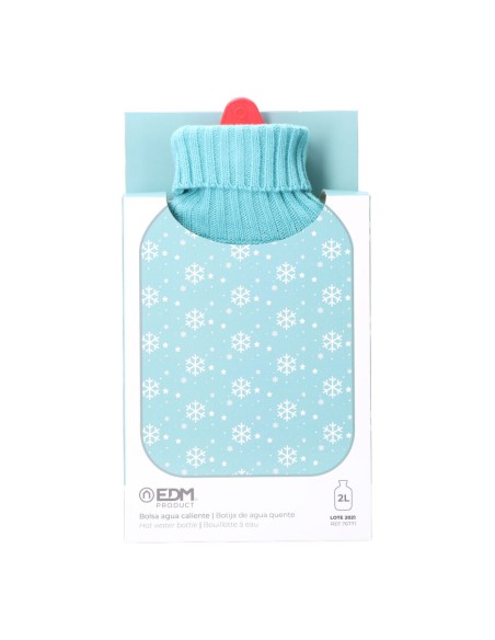 Bouillotte EDM 76771 Bleu Bleu/Blanc Flocons de neige Laine 2 L Plastique