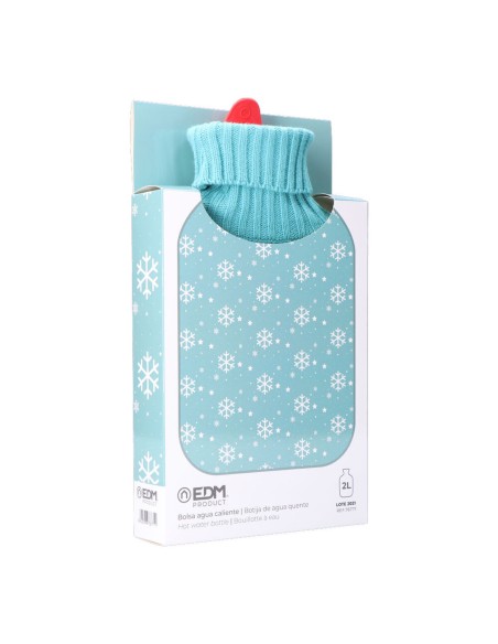 Bouillotte EDM 76771 Bleu Bleu/Blanc Flocons de neige Laine 2 L Plastique