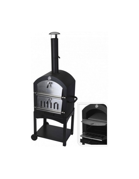 Roues de barbecue au charbon de bois Noir (Ø10 x 46,5 cm) (44,5 x 65 x 158 cm)