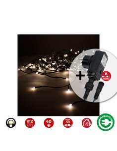 Barrière lumineuse LED EDM 71483 Icicle Easy-Connect 100 W 0,72 W Lumière chaude Vert tendre 200 x 50 cm Blanc 2